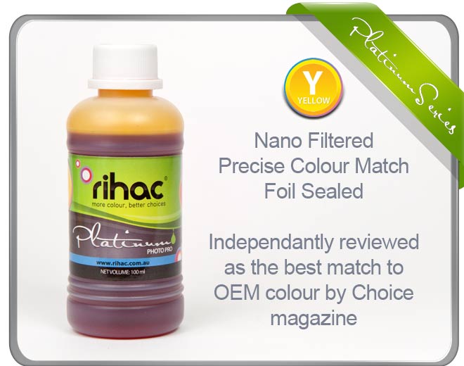 Yellow 100 ml Rihac refill ink Canon 6 series BCI-3, BCI-6, BCI-24 cartridge / cartridges Canon printers S series, I Series, IP1000, IP1500, IP3000, IP4000, IP5000, IP6000, MP730, MP760 & MP780